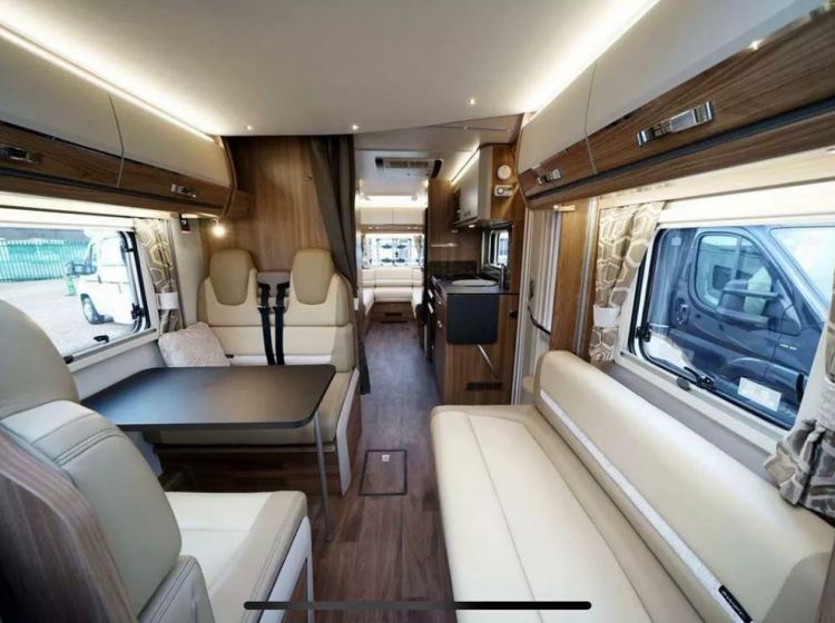 now sold thanks!!!!!!!BESSACARR 596 motorhome automatic 6 berth 6 belts u shape lounge drop down bed self leveling system fitted roof aircon unit 2019	excellent condition px and finance 12 months warranty