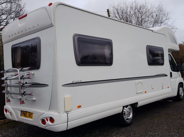 now sold thanks!!!!!!!BESSACARR E495 mototohome 6 BERTH 6 SEATBELT u shape lounge  solar panel recent 4 new tyres new timing belt fitted px and finance 2010