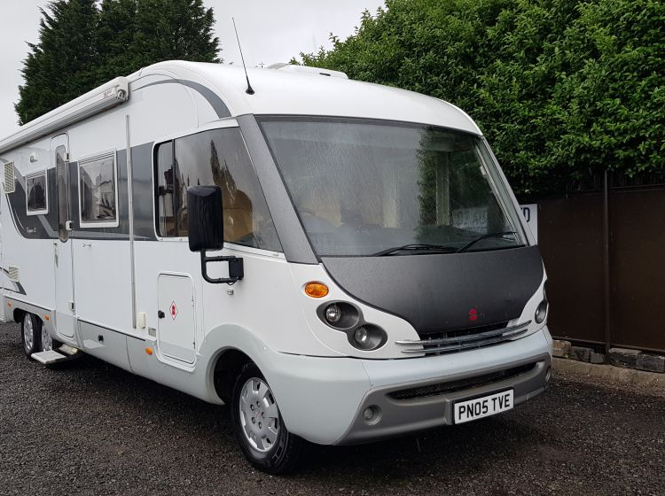 now sold thanks!!!!!!!burstner-Elegance-821 motorhome 6 berth 4 seatbelts tag axle large garage with extras 05 solar panel -towbar-reverse camera