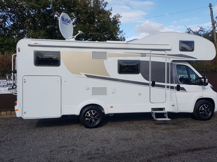 now sold thanks!!!!!!carado mobil a464 motorhome 6 berth 6 belts 3500kg fixed bed/garage solar panel sat nav sat dish only 10800 miles 2017