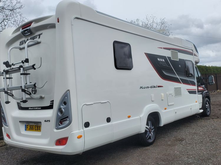 sold deposit recieved thanks!!!!!!!SWIFT KON-TIKI 625  BLACK EDITION MOTORHOME 4 berth 4 seatbelts island bed extras 15k mile 2017	px and finance possible- 12 months warranty