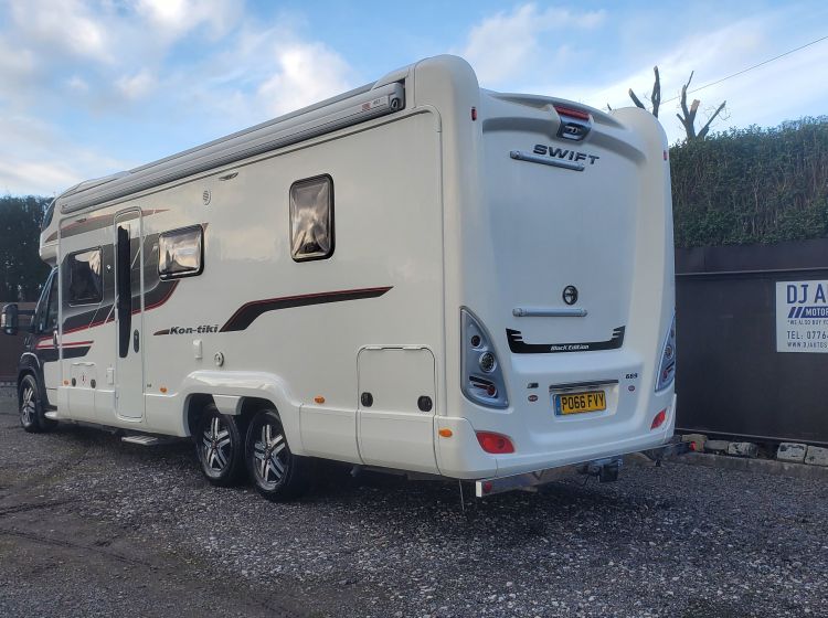 sold!!!!SWIFT KON-TIKI 669 motorhome black edition 4 berth 4 belts island bed 2016 	excellent condition px and finance 12 months warranty